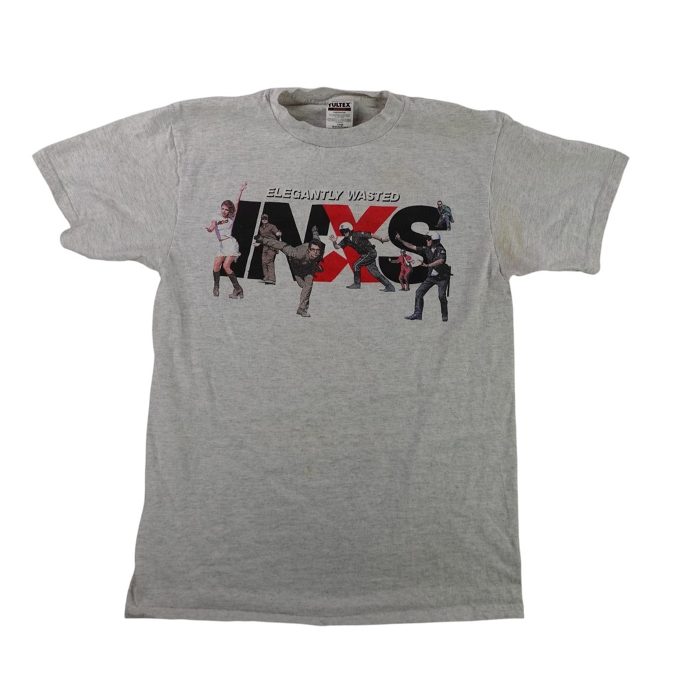 Vtg 1997 INXS Elegantly Wasted Shirt Mens L Grey Tultex Rock Michael Hutchence